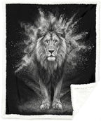 Lion Sherpa Blanket King Animal Print Throw Blanket for Men Soft Warm Cozy 60x80 Inches Dark Wildlife Design Living Room Bedroom Decor Luxury Gift for Birthday Housewarming Anniversary by Sleepwish
