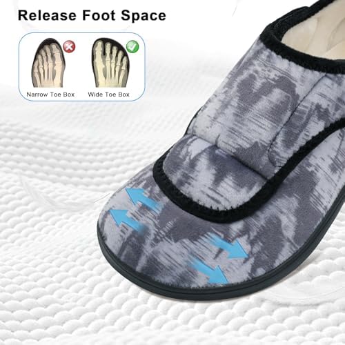Scurtain Mens House Slippers Comfortable Wide Diabetic Orthopedic Shoes - Image 4