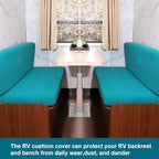 KRFOONN RV Dinette Cushion Covers Stretch Camper Cushions Cover, Green Blue - Image 6