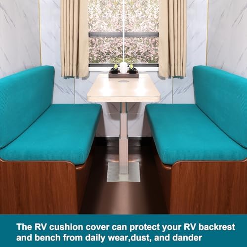 KRFOONN RV Dinette Cushion Covers Stretch Camper Cushions Cover, Green Blue - Image 6