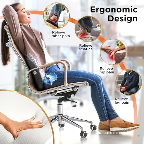 BLACK+DECKER Cooling Gel Lumbar Memory Foam Cushion – Ergonomic Back Support Travel Pillow with Ventilated Mesh, Adjustable Strap, Slow Rebound Memory Foam, Washable Cover - Image 5