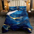 Erosebridal Navy Blue and Gold Comforter Set Full Size,Abstract Marble Aesthetic Bedding Set for Kids Adults Room Decor,Watercolor Abstract Art Quilt Bed Set Modern Style Down Comforter 3Pcs by Erosebridal