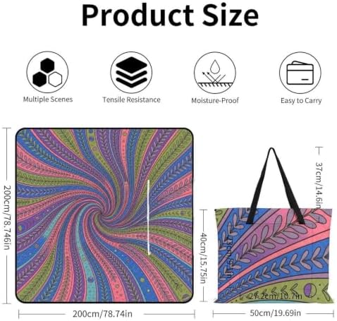 Large Foldable Picnic Blanket Abstract Print Purple Pink 78.7x78.7 Inch - Image 3