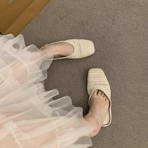 Elegant Bohemian Crochet Mules for Women, Breathable Hollow-Out Woven Knit Flats, Pointed Toe Summer Beach Sandals, Lightweight Slip-on Loafers for Travel & Daily Wear - Image 2