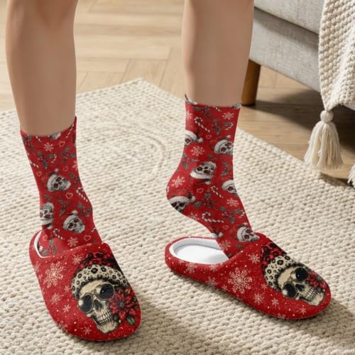 Christmas Fuzzy Slipper with Socks for Women Men Warm House Slipper and Socks Cozy Fuzzy Slippers for Indoor - Image 3