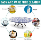 Dining Table Protector Pad, Plaid Pattern Printed on Elasticated Table Cover, for Parties & Celebrations Holiday Dinners, Fits for 48" x 68" Oval Tables - Image 3