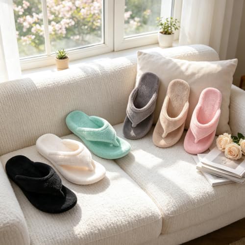 BCSTUDIO Women's Orthopedic Flip Flop Fuzzy Slippers with Arch Support - Image 3