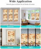 Window Privacy Film Frosted, Thanksgiving Gnomes Static Cling Door Window Covering, Fall Pumpkin Maple Leaves Sunflower UV Blocking Windows Film for Office, Hotel, Bedroom, 29.5 x 78.7 Inches - Image 7