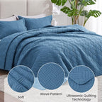 Love's cabin Oversized King Quilt Set, Soft Bedspread Comforter, Misty Blue - Image 4