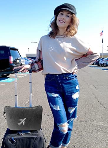 BlueHills Soft 2 Pack Travel Blankets Mini Set of 2 - Premium Airplane Travel Essential Flight Blanket Throw in a case with Strap Compact for Car Plane Travel Gift – Gray and Pink. - Image 3