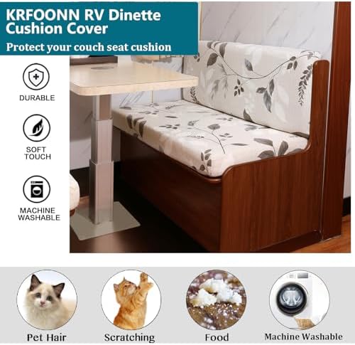 KRFOONN RV Dinette Cushion Covers Stretch Camper Cushions Cover, 02 - Image 5