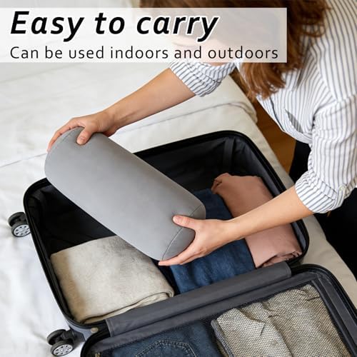 2 Pcs Microbead Roll Pillow, 11.8 * 6.3 Inch Soft Cylinder Bolster Pillow, Microbead Squishy Pillows for Home Office Sleeping Rest Travel Neck Head Back Support (Grey) - Image 7