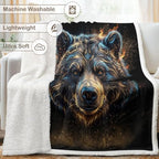 Bear Sherpa Blanket Energy Animal Print Throw Blanket for Men Soft Warm Cozy 50x60 Inches Neon Wildlife Design Gamer Room Bedroom Decor Stress Relief Gift for Birthday Housewarming Anniversary - Image 6