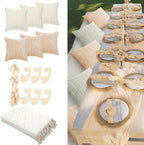 14 Pack Extra Large White Picnic Blanket Kit 91x71'' Outdoor Boho Rug Decor by Beeveer