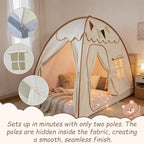 Full Size Bed Canopy for Kids, Indoor Kids Privacy Play Tent, Blackout Sleeping Bed Tents, Portable & Foldable Floor Bed Tents, Cream - Image 2