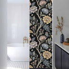 Window Privacy Film Frosted, Vintage Garden Flower Reusable Static Cling Window Tints, Rustic Floral Leaf Pastoral Black Heat Control Windows Films for Offices, Balcony, 29.5 x 118 Inches - Image 3