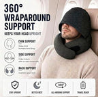 Travel Neck Pillow with Hood, Upgraded Memory Foam Airplane Pillow for Sleeping, 360° Support U Shaped Travel Pillow with Hidden Eye Cover, Portable Flight Accessories for Plane Car Office(Black) - Image 2