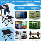 Ripeng 4 Pcs Portable Airplane Travel Foot Rest, Folding Camping Stool, Under Desk Foot Rest at Work for Long Flight, Home and Office Outdoor Hiking Fishing with Carry Bag (Black) - Image 4