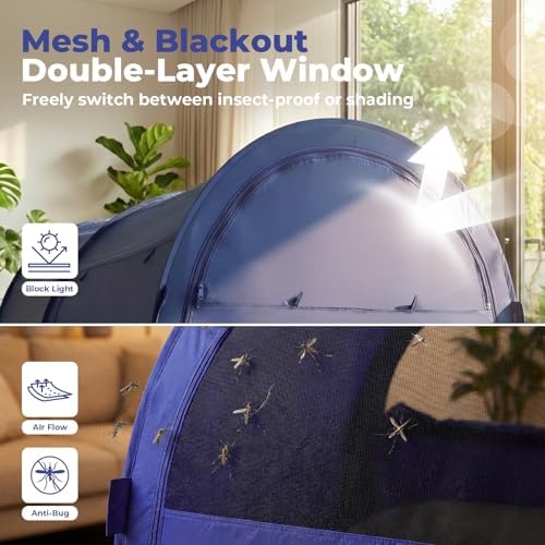 LEEDOR® Bed Tent Dream Tent Bed Canopy Shelter Cabin Sleeping Tent Indoor Bed Curtain Pop Up Privacy Warm Breathable with 4 Doors Twin/Full/Queen for Kids and Adult (Mattress Not Included) - Image 6