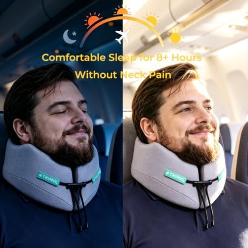 Travel Neck Pillow for Airplane: Side Support for Large Necks Without Choking - Supports 8 lbs Without Collapsing - No Sideways Slumping in Aisle & Middle Seats on Long Flights - Image 6
