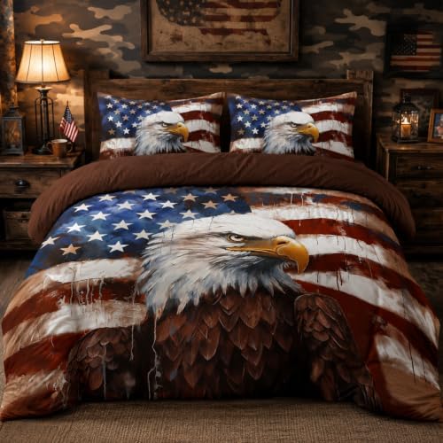 CCoutueChen Camouflage American Flag Comforter Set, Twin, Brown by CCoutueChen