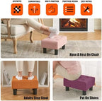 BRIAN & DANY Small Foot Stool, Linen Foot Stools with Legs, Stable Small Footstool for Living Room, Purple - Image 6