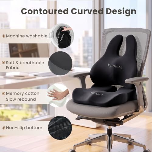 Seat Cushion Lumbar Support Pillow for Office Chair, Car Seat, Desk Chair, Ergonomic Memory Foam Seat Cushion, Office Chair Cushions for Back and Butt, Tailbone & Sciatica Pain Relief Cushion - Image 4