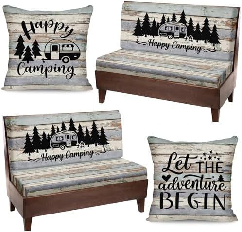 Britimes RV Dinette Cushion Covers Set, 6 Pack, for Camper, Vintage Wood by Britimes