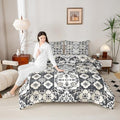 Erosebridal Mexican Talavera Tile King Bedding Set - Vintage Flower Mexico Comforter Set, Retro Floral Patchwork Quilt for Kids Adults, Exotic Ethnic Aesthetic Bedroom Decor - 2 Pillowcases by Erosebridal