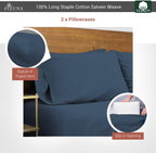 Pizuna 100% Cotton King Size Pillowcases 400 Thread Count Dark Blue - Image 3