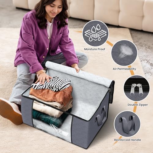 Fab totes 8 Pack Storage Bags for Clothes Blanket Storage Bins with Lids - Image 4