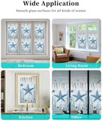 Window Privacy Film Frosted, Coastal Starfish Static Cling Door Window Covering, Blue Ocean Coral Summer Beach Seaweed UV Blocking Windows Film for Office, Hotel, Bedroom, 29.5 x 78.7 Inches - Image 7