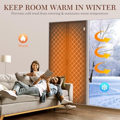 Yotache Magnetic Thermal Insulated Door Curtain Fit 38"x80" Doors, Brown - Image 3
