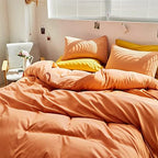 Luxlovery Peach Comforter Set California King Light Orange Bedding Comforter Set Modern Solid Plain Color Soft Breathable Blanket Quilts Peach Pink 3 Piece Bedding Set for Women Men Adults - Image 7