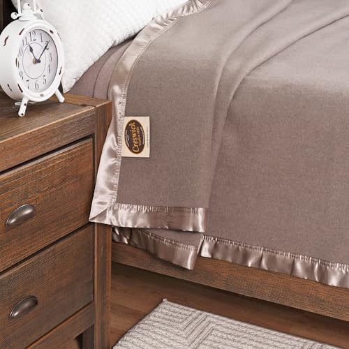 Creswick Woollen Mills 100% Australian Merino Wool Blanket – Soft Warm and Natural with Satin Binding, Breathable Luxury Bedding for All Seasons, (Flax, Throw) - Image 5