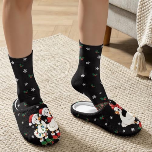 House Slipper and Socks Set for Women Warm Comfy Fuzzy Slipper with Crew Socks Plush Fuzzy Slippers for Indoor - Image 3