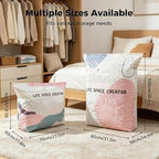 No Pump Vacuum Storage Bags, 2026 Upgrade 3D Cube Space Saving Large-Capacity Vacuum Bags, No Pump Needed Press and Seal Compression Bag for Comforters, Blankets, Clothes, Travel (4PCS,19.6 * 27.5) - Image 2