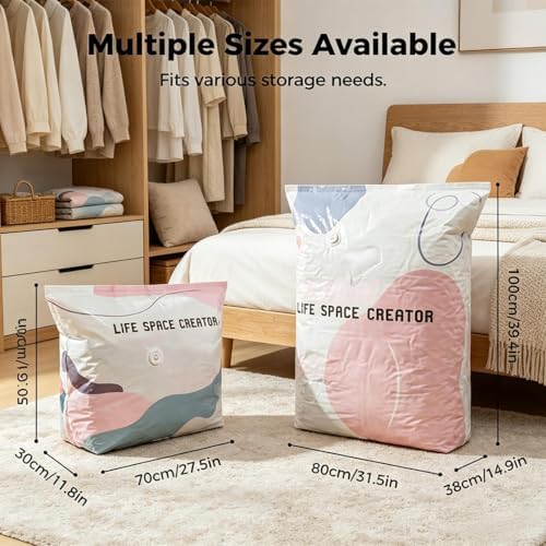 No Pump Vacuum Storage Bags, 2026 Upgrade 3D Cube Space Saving Large-Capacity Vacuum Bags, No Pump Needed Press and Seal Compression Bag for Comforters, Blankets, Clothes, Travel (4PCS,19.6 * 27.5) - Image 2
