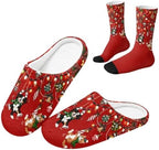 Jeiento Winter Fuzzy Slipper and Crew Socks for Women,Adult Slip-on Close Toe House Slipper,Flat Comfort home Slides by Jeiento