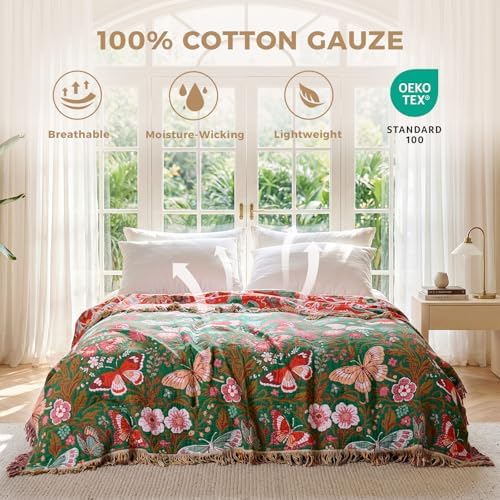 LUTBM Boho Throw Blanket for Couch 50"x60", Cotton Decorative Bed Throws - Image 2