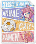 Anime Throw Blanket, Anime Gifts for Girls, Kawaii Cats Ramen Decor by AIBILEEN