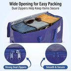 YAN & HIN 12 Pack Heavy Duty Moving Bags with Handles, Extra Large Moving Totes for Clothes, Blankets & Dorm, Strong Zippers, Reinforced Carrying Handles, Foldable Storage Bags for Moving & Travel - Image 4