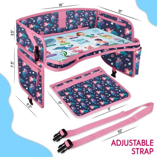 ECOFANTASY Kids Car Seat Travel Tray, Car Table & Lap Desk – Mermaid - Image 6