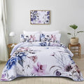 Drucon Floral Quilt Set King 3 Pieces Light Blue Floral Quilt Coverlet Set by DRUCON
