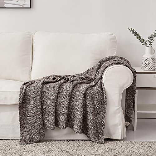Longhui bedding 100% Cotton Knitted Throw Blanket – Coffee, Soft & Cozy, Machine Washable, 60"x80" – Perfect for Living Room, Couch, Sofa, Bed or Travel - Image 5