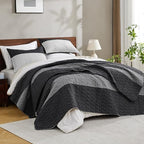 Andency Oversized King Quilt Set Black White, 3 Pieces Stripe Bedspread - Image 2