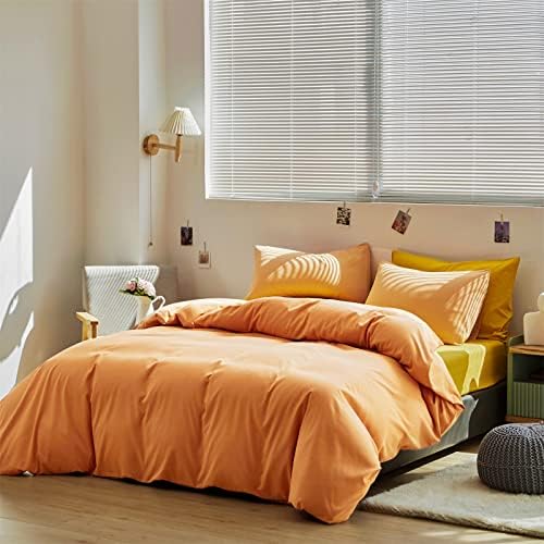 Luxlovery Peach Comforter Set King 3 Piece Modern Solid Color Soft Breathable Blanket Quilts Orange Pink Bedding Set - Image 3