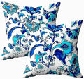 EMMTEEY Blue White Ornate Floral Pillow Covers 24x24 Set of 2 by EMMTEEY