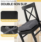 Tromlycs Chair Cushions for Dining Chairs Kitchen Seat Cushions Room 4 Pack Pads with Ties Indoor Non Slip Office 18x18 Inch, Dark Grey - Image 5