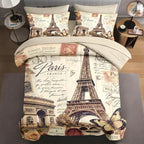 WeCozy King Comforter Set with Sheets, 7 Pieces Paris Vintage Bedding by WeCozyHomeDecor